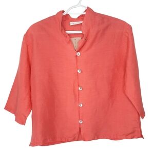 Bryn Walker Hemp Silk Button Up Shirt Blouse Top Womens Size Small Peach New